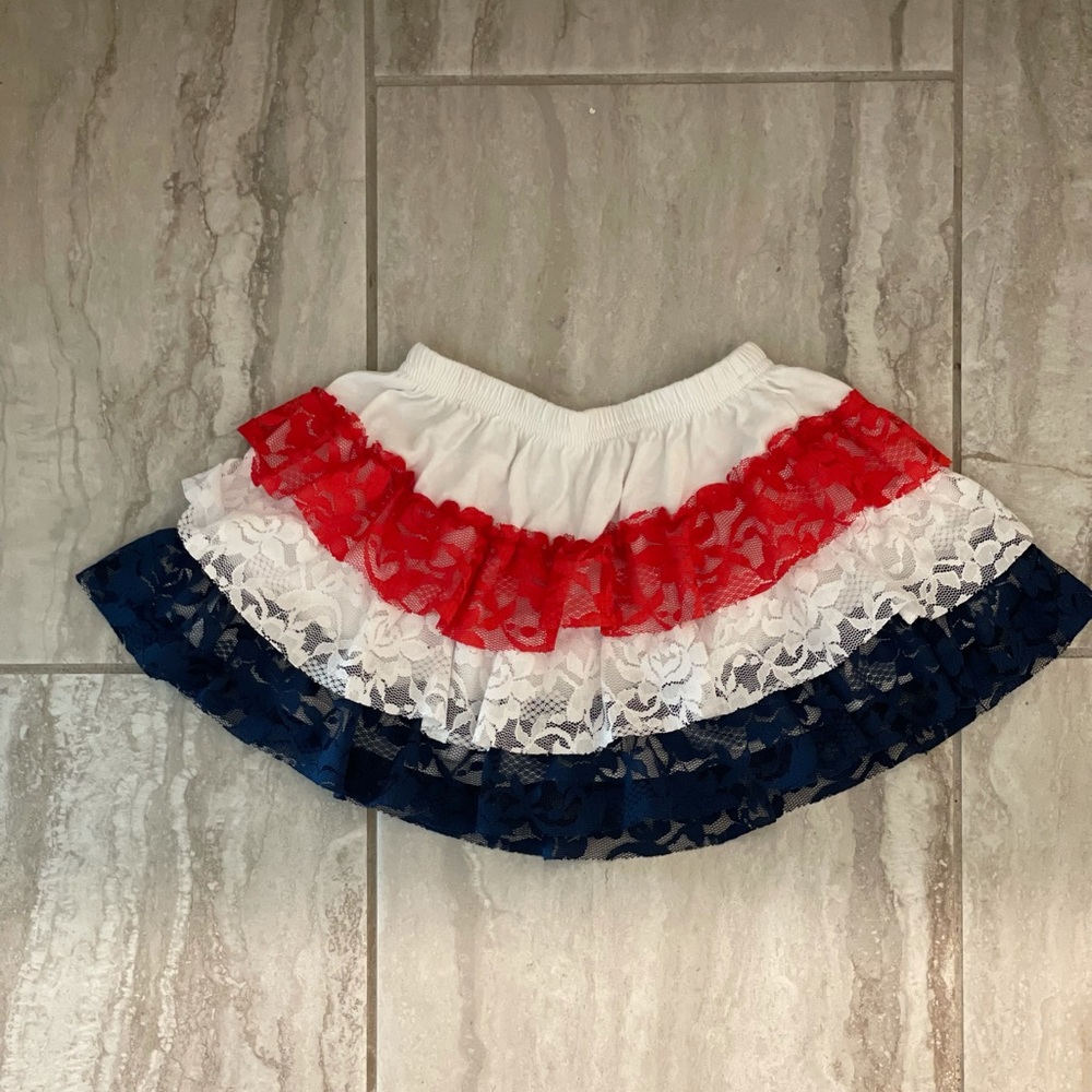 Red, White, and Blue Lace Ruffle Skirt